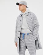 Asos White Two-piece Trench Coat In Check - Gray