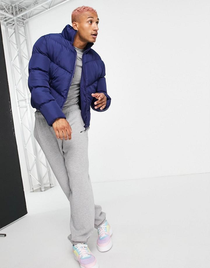 Asos Design Recycled Puffer Jacket In Navy