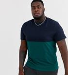 Asos Design Plus Organic T-shirt With Contrast Yoke In Green