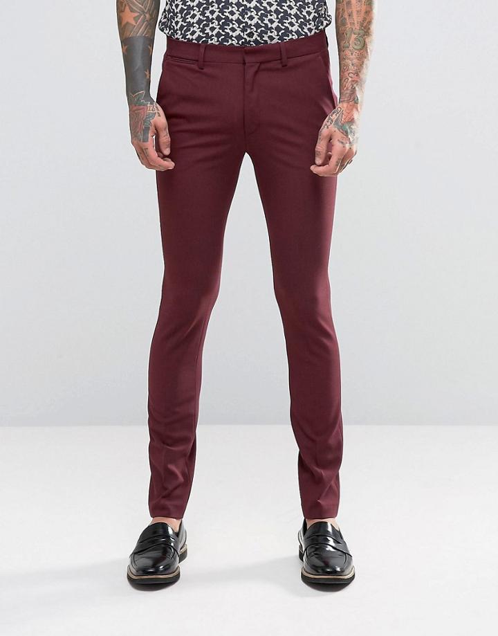 Asos Super Skinny Suit Pants In Berry - Purple