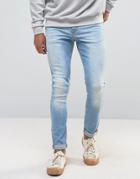 Asos Super Skinny Jeans In 12.5oz Bleach Blue - Blue
