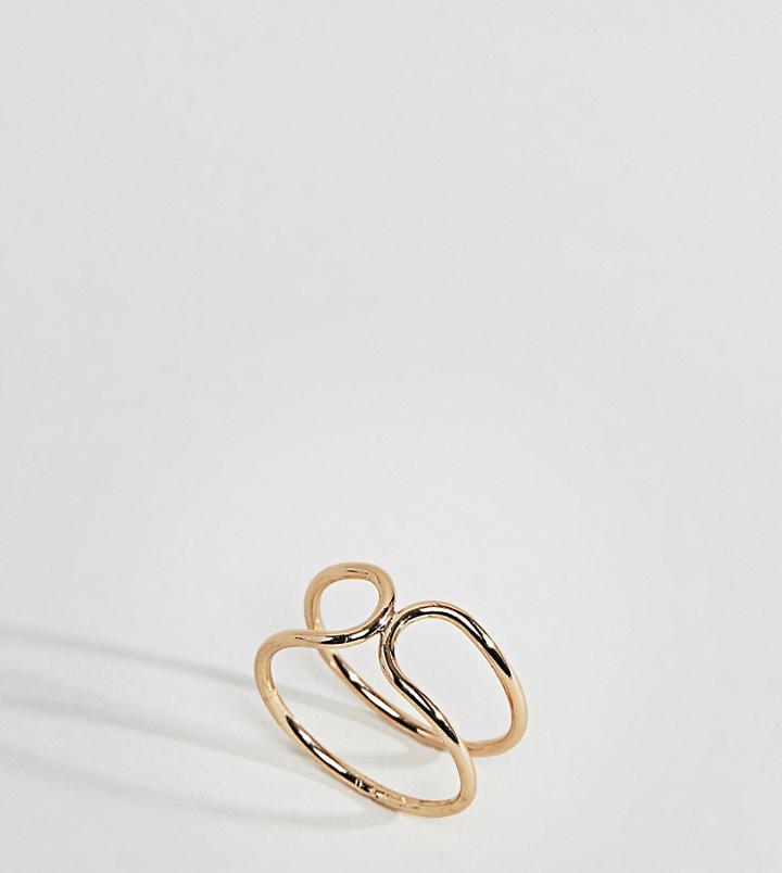 Asos Curve Tapered End Double Row Ring - Gold