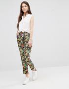 Only Black Flower Peg Trousers - Black Flower