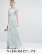 Maya Tall Bardot Maxi Dress With Delicate Sequin And Tulle Skirt - Green
