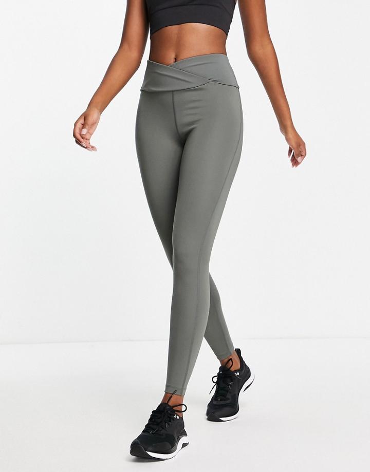 Asos 4505 Legging With Deep Wrap Waistband-green