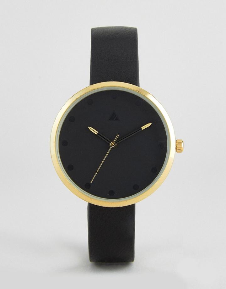 Asos Curve Minimal Blackout Watch With Gold Hand Detail - Black