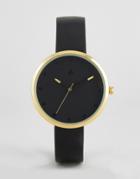 Asos Curve Minimal Blackout Watch With Gold Hand Detail - Black
