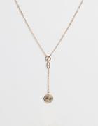 Asos Design Lariat Necklace With Toggle Detail And Cut Out Coin Pendant In Gold Tone - Gold