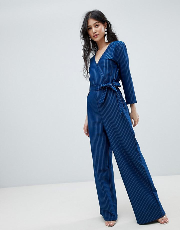 Vila Pinstripe Jumpsuit - Navy