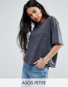 Asos Petite T-shirt In Linen Mix Fabric - Gray