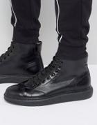 Asos High Top Sneakers In Black With Chunky Sole - Black