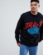 Diesel S-bay-wb Brave Rabbit Sweatshirt Black - Black