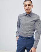 Esprit Slim Fit Shirt With Floral Print In Navy - White