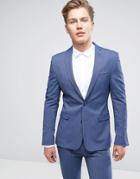 Asos Super Skinny Suit Jacket In Denim Twist - Blue