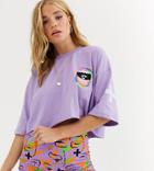 Life Is Beautiful Cropped T-shirt With Print Two-piece-purple