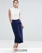 Closet London Clean Pencil Skirt With Pockets - Blue