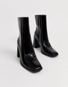 Co Wren Patent Block Heeled Boots In Black