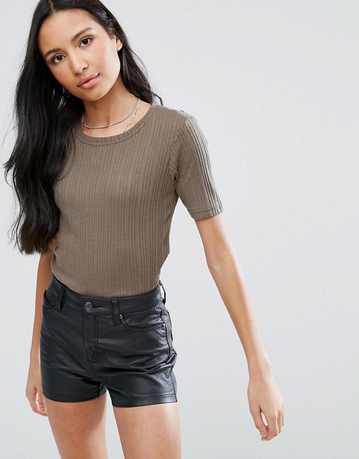 Brave Soul Rib T-shirt - Green