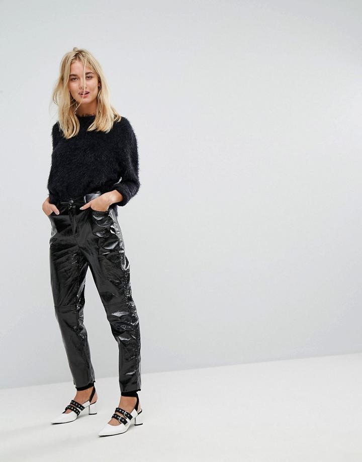 Stradivarius Vinyl Pants - Black
