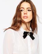 Asos Bug Detail Bow Neck Tie - Black