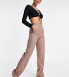 Asos Design Tall Ultimate Straight Leg In Small Burgundy Check-multi
