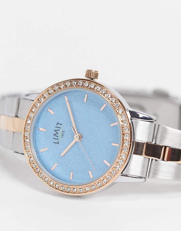 Limit Women's Mixed Metal Bracelet Watch With Blue Dial-multi