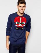 Asos Holidays Sweater With Santa Body - Blue