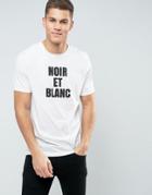 Asos Longline T-shirt With Noir Et Blanc Print - White