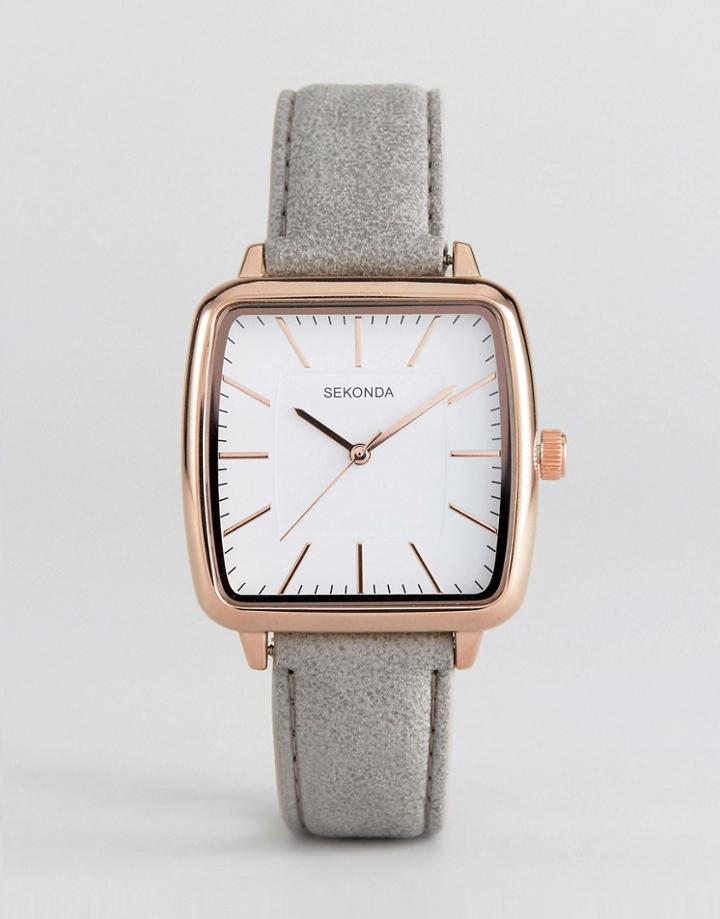Sekonda 2451 Square Faux-leather Watch In Gray - Gray