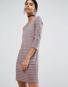 Vila Jersey Stripe Mini Dress - Gray