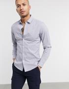Asos Design Slim Fit Stripe Work Shirt In Blue