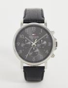 Tommy Hilfiger 1710381 Leather Watch In Faux Croc 44mm - Black