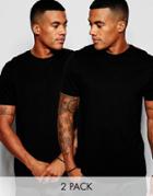 New Look 2-pack T-shirt With Rolled Sleeve In Black & Black - Multi