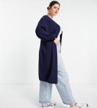 Asos Design Curve Cardigan With Pockets In Navy - Part Of A Set