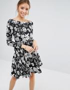 Closet Bardot Monochrome Dress - Black