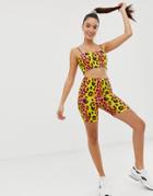 Asos Design Animal Pop Print Jersey Beach Legging Shorts Two-piece - Multi