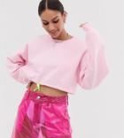 Vintage Supply Exclusive Crop Sweatshirt With Neon Cords - Pink