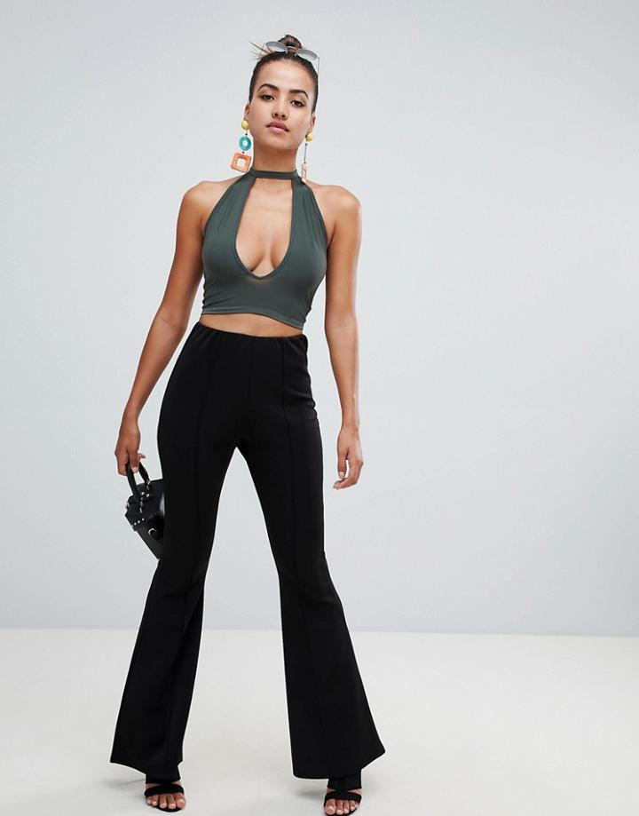 Prettylittlething High Waist Flare Pants - Black