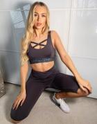 Luxe Palm Cropped Leggings With Printed Panel-black