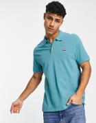 Levi's Polo Shirt With Small Batwing Logo In Green Teal