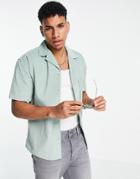 New Look Short Sleeve Cord Shirt In Khaki-green