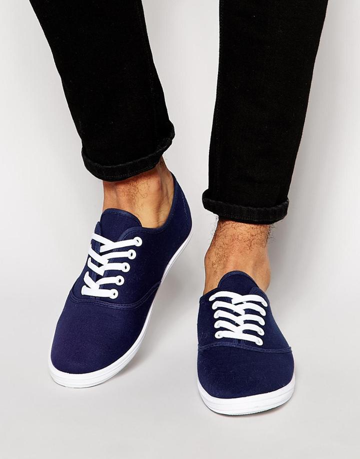Asos Oxford Sneakers In Navy - Navy