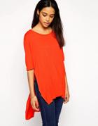 Cheap Monday Short Sleeve Slice Top With Side Splits - Red