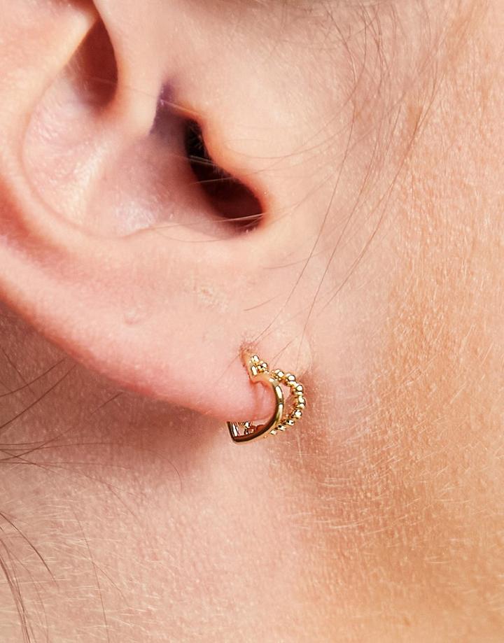Pieces Double Heart Stud Earrings In Gold
