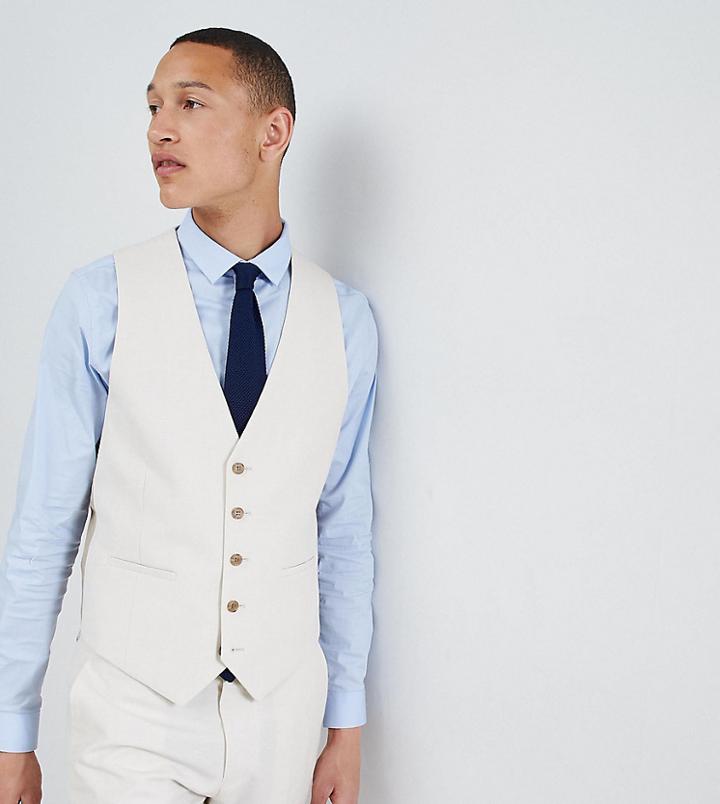 Farah Wedding Skinny Vest In Linen Exclusive - Stone