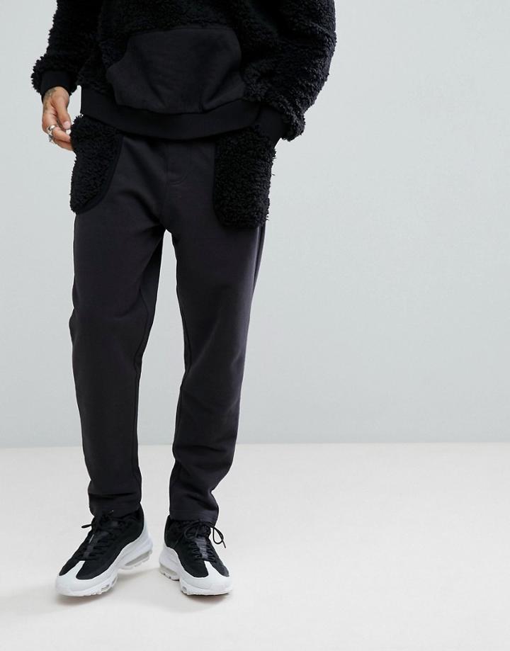 Midnight Surf Skinny Fit Sweatpants With Borg Detail-gray