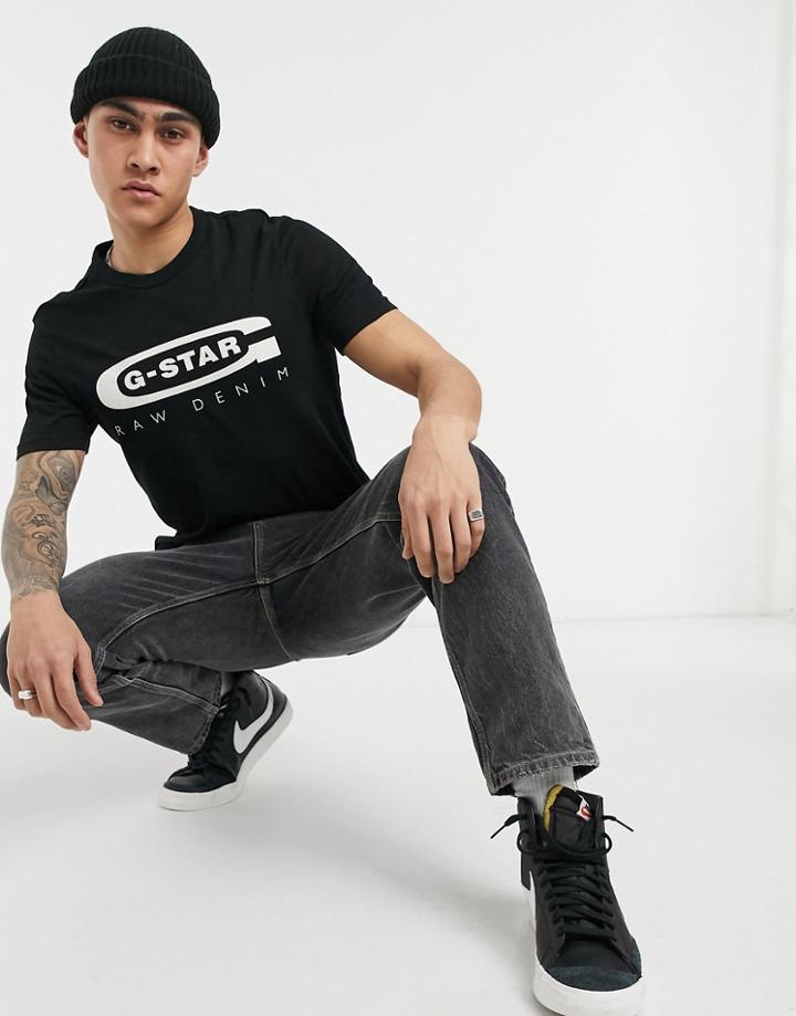 G-star Graphic Organic Cotton Chest Logo Slim Fit T-shirt In Black