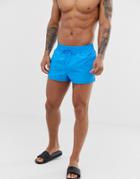 Asos Design Swim Short In Blue Super Short Length