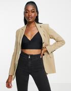 Urban Revivo Fitted Tailored Blazer In Beige-neutral