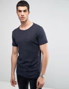 Selected T-shirt With Stripe Detail - Blue
